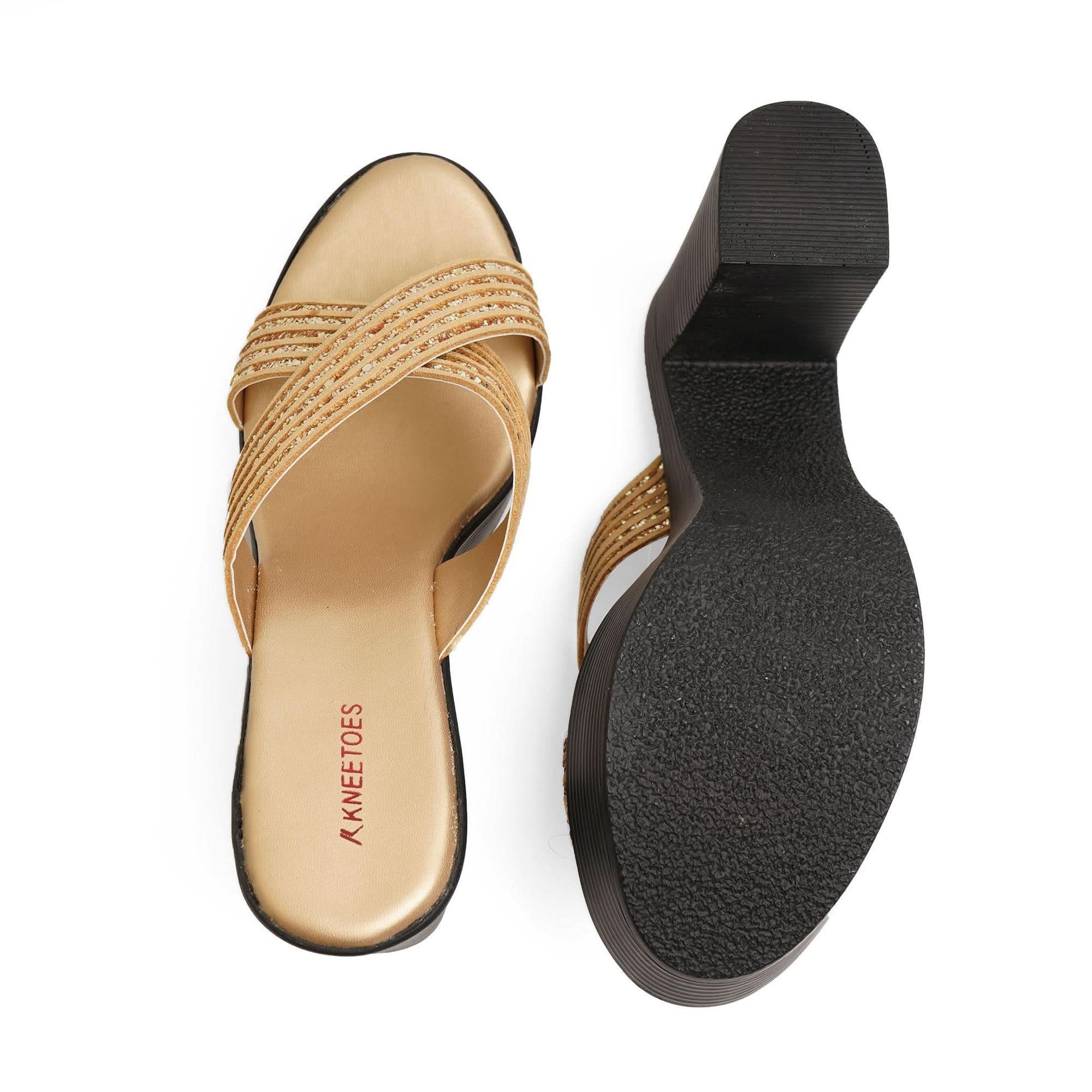 Dazzling Gold Criss-Cross Party High Heels