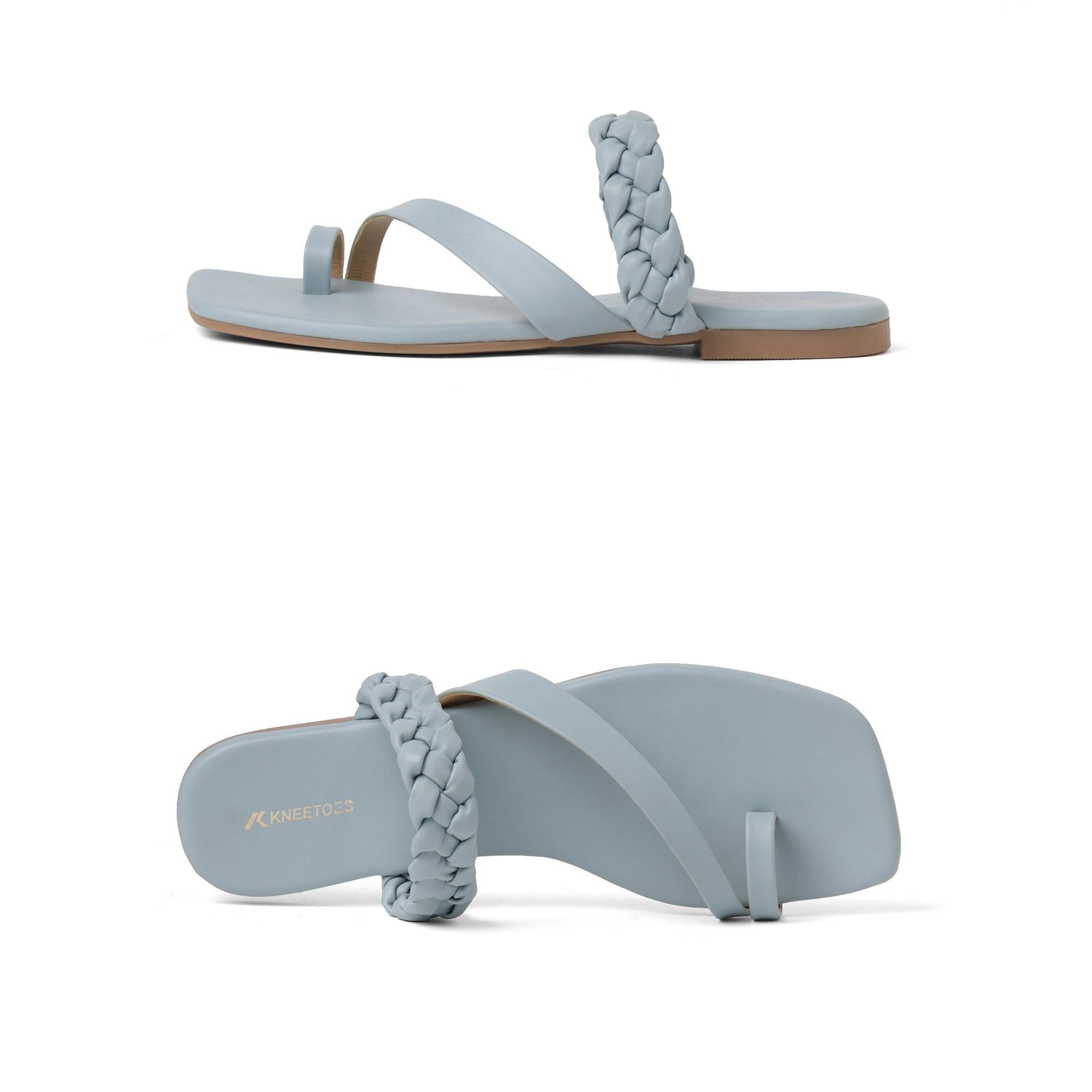 Braid Luxe Light Blue One-Toe Sandals