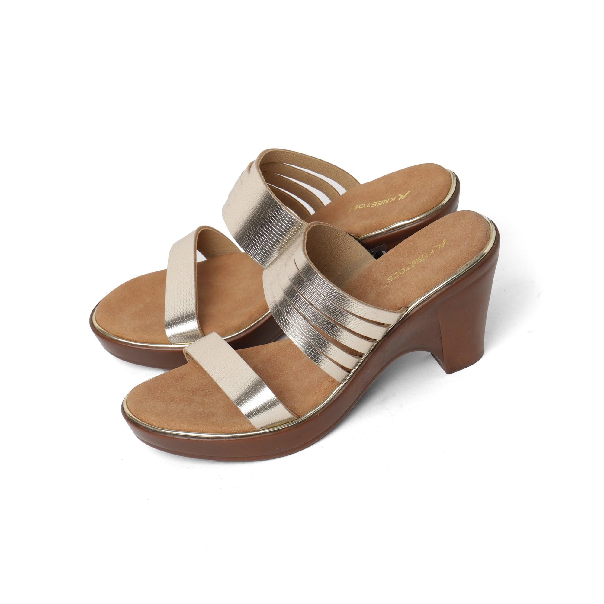 Sparkly Gold Multi-Strap Block Heel Sandals