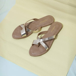 Radiant Gold Criss-Cross One-Toe Sandals