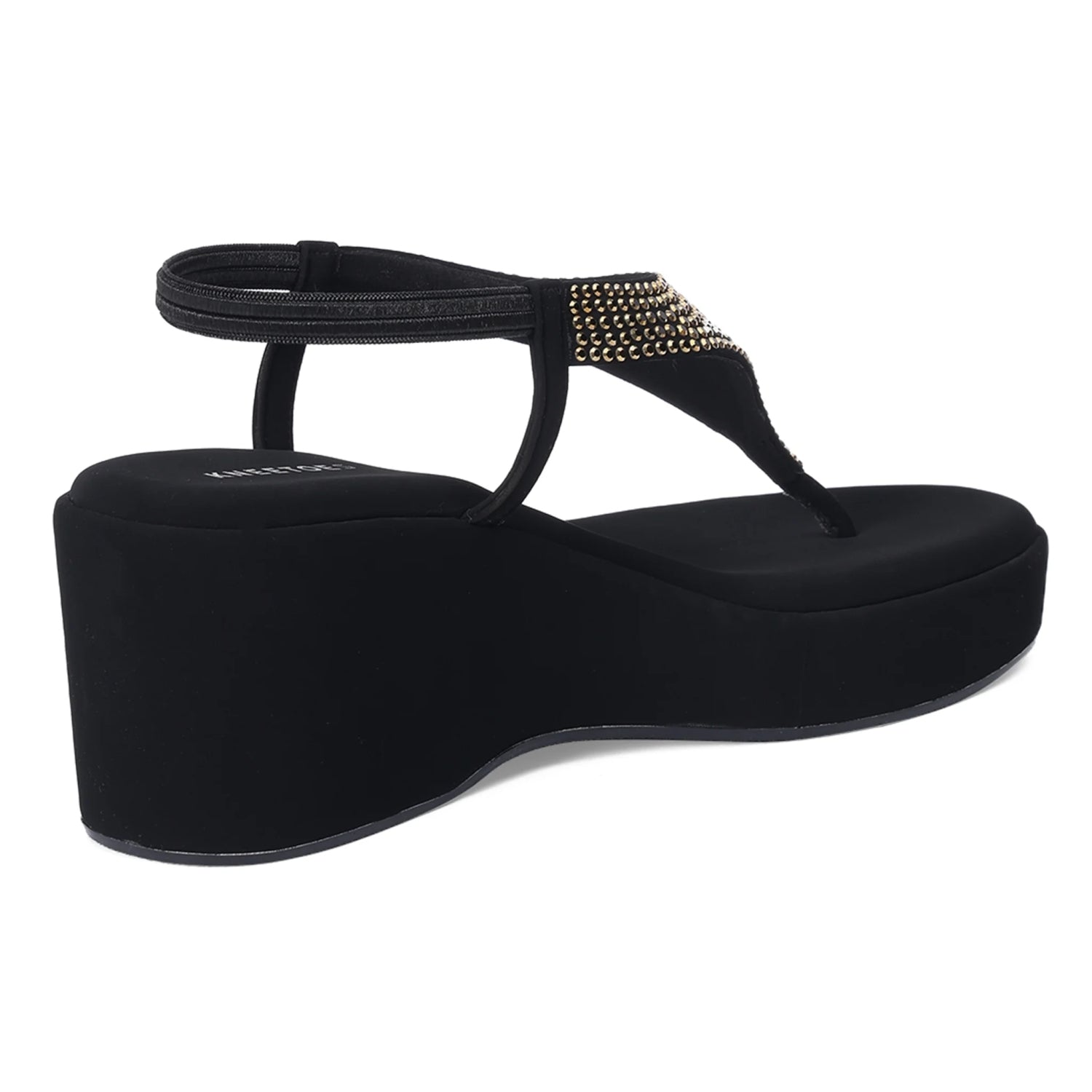 Stylish Black Wedge Heel Thong Sandals