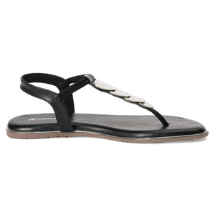 Black Metal Accent Thong Sandals