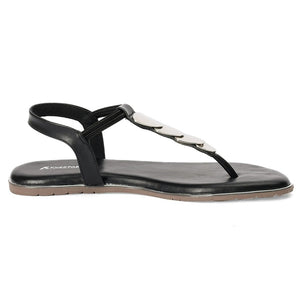 Black Metal Accent Thong Sandals