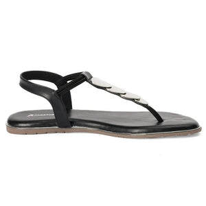 Black Metal Accent Thong Sandals