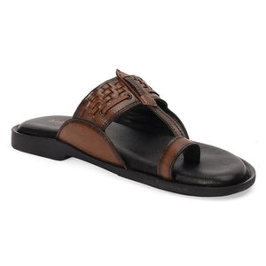 Brown Leather Slip-On Slippers