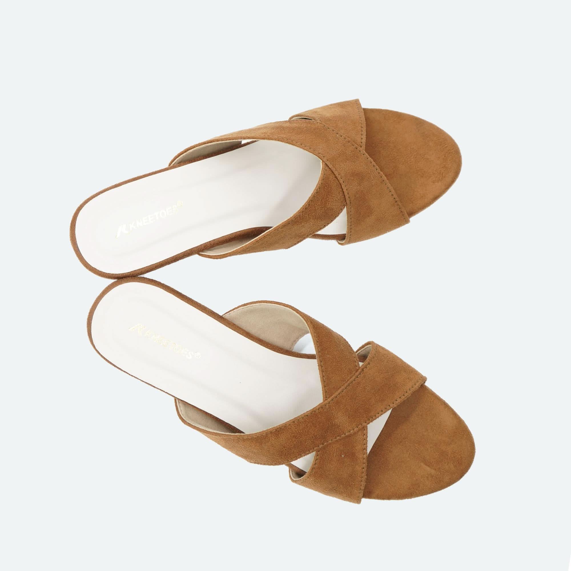 Matte Muse Brown Criss-Cross Block Heels