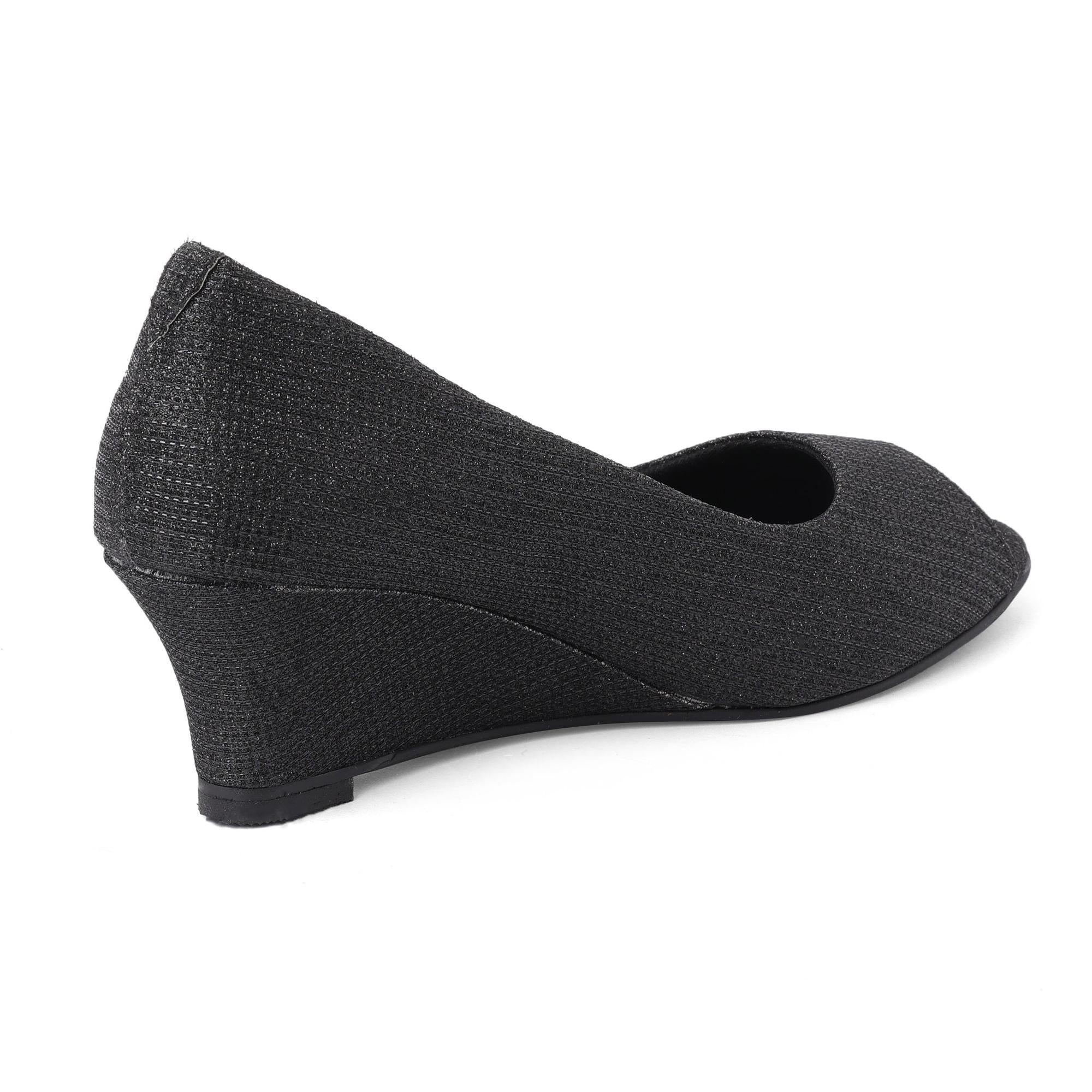 Shine Pop Black Wedge Sandals