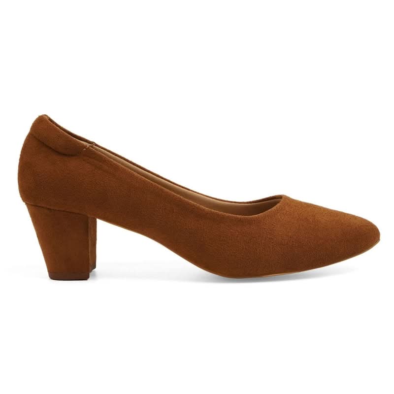 Classic Charm Dark-Brown Block Pumps