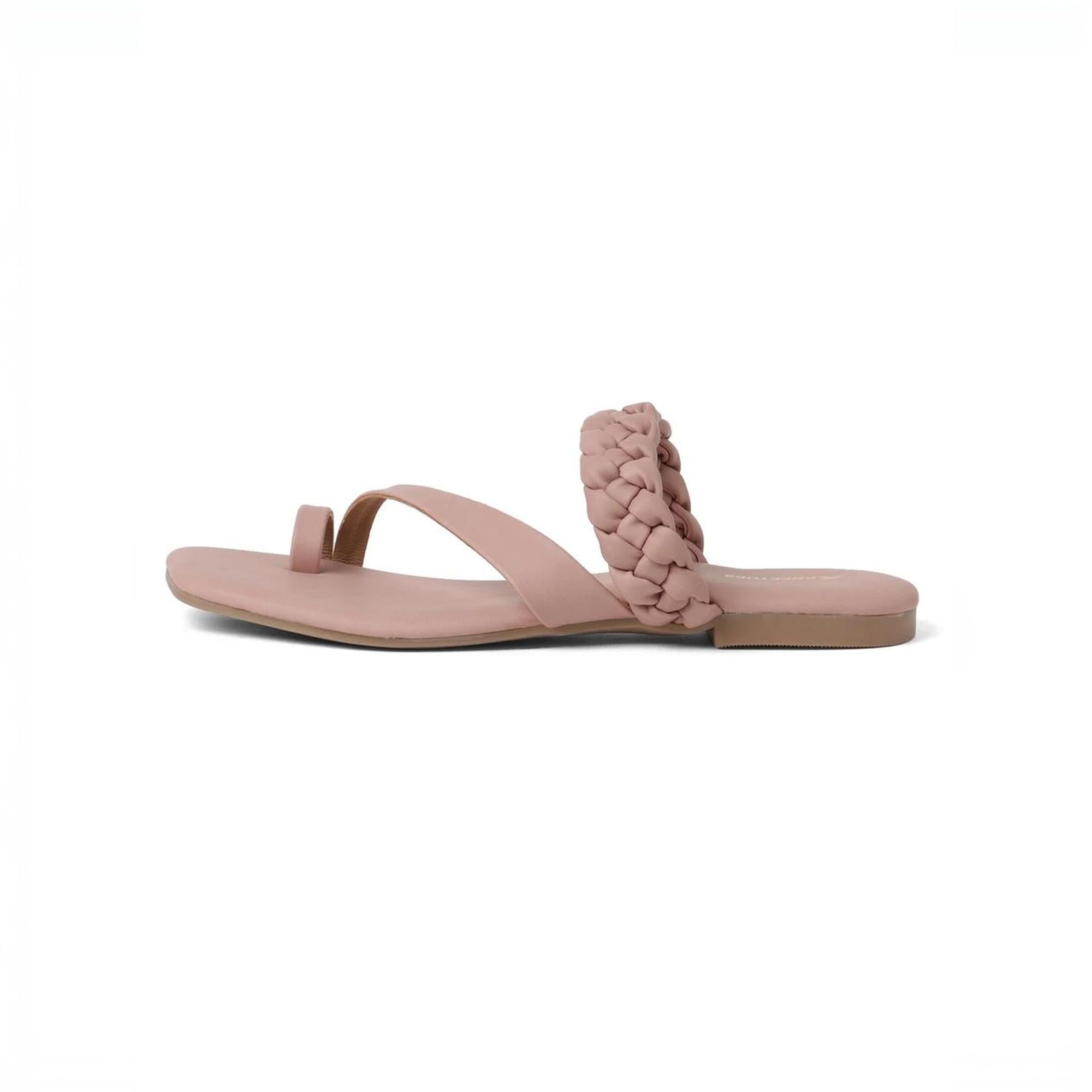 Soft Pink Braided One-Toe Sandals