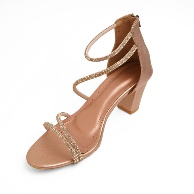 Glow Rose Gold Block Heel Sandals