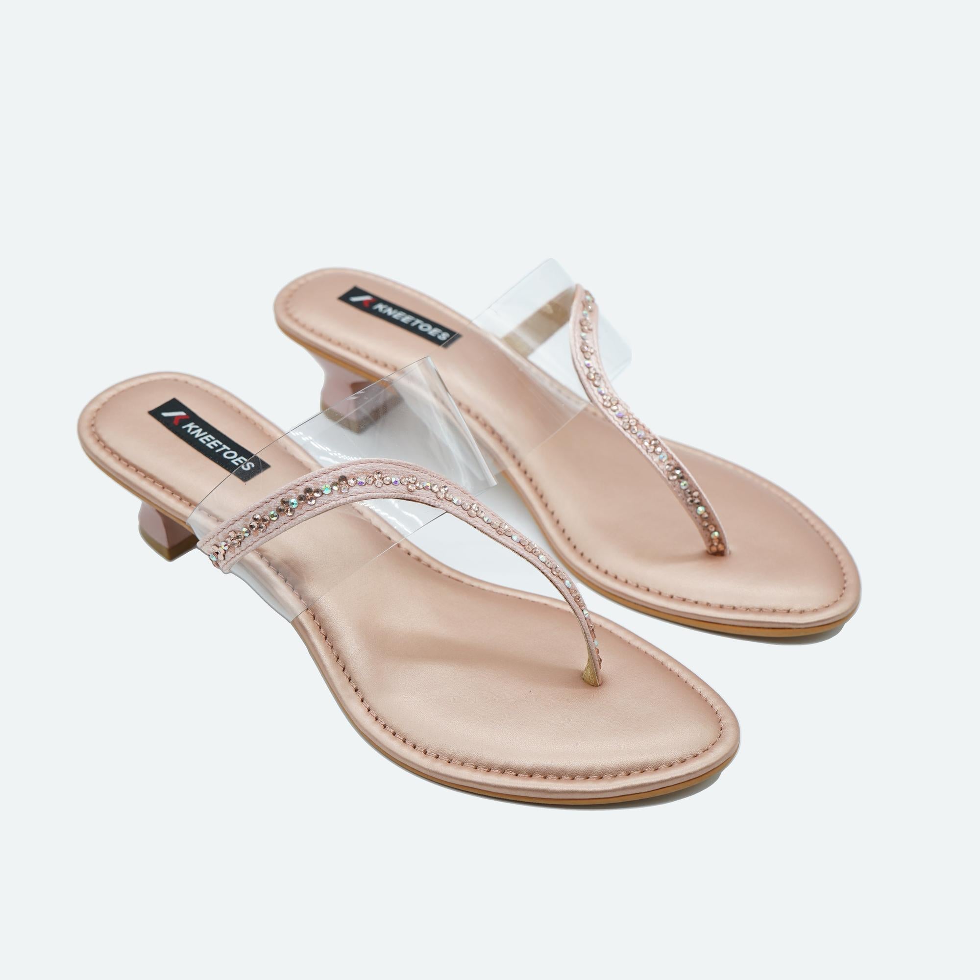 Sparkly Gold Kitten Heel Sandals