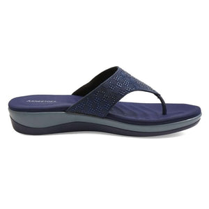 Navy Subtle Stone-Work Thong Sandals