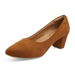 Classic Charm Dark-Brown Block Pumps