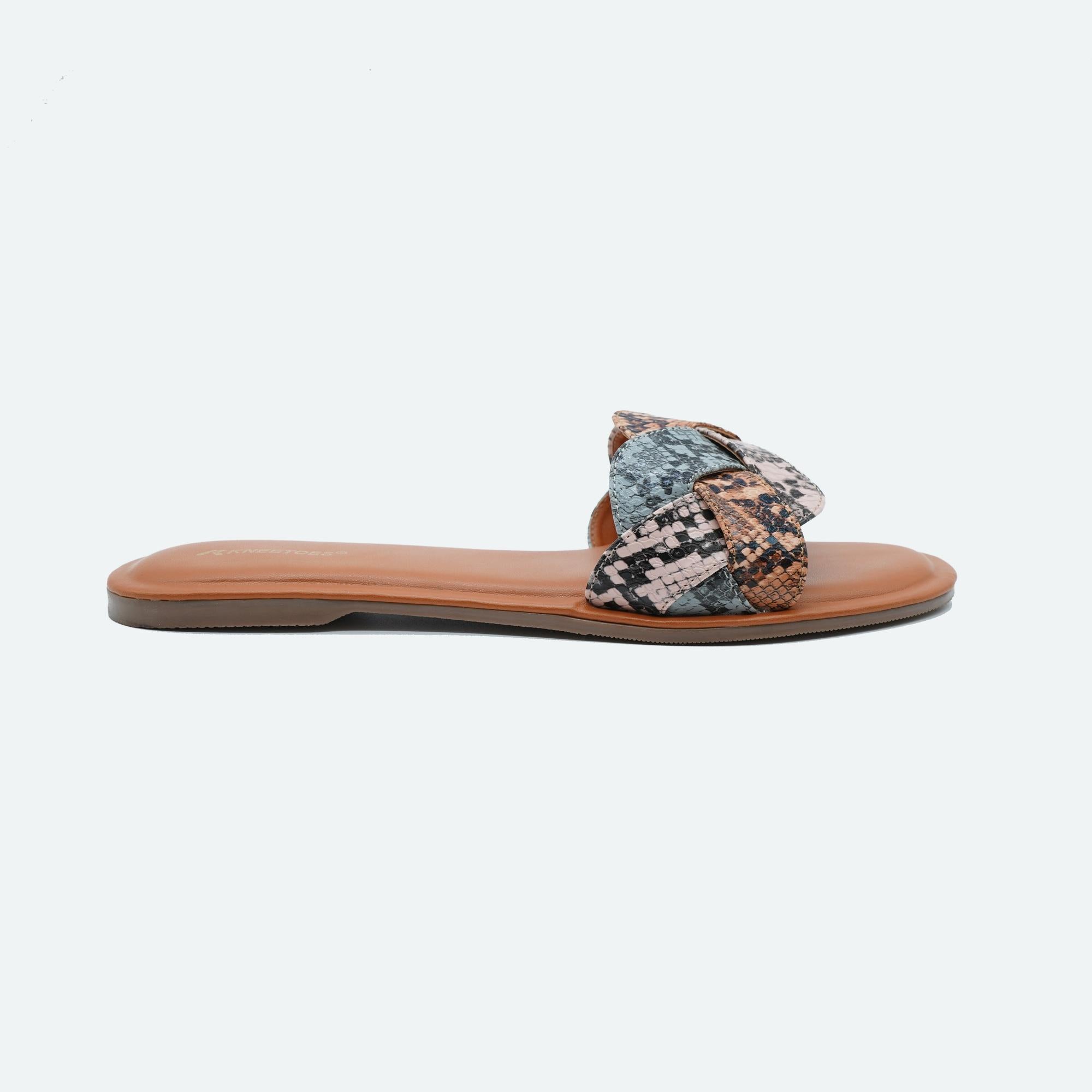 Cool Blue Snake Print Braided Slippers