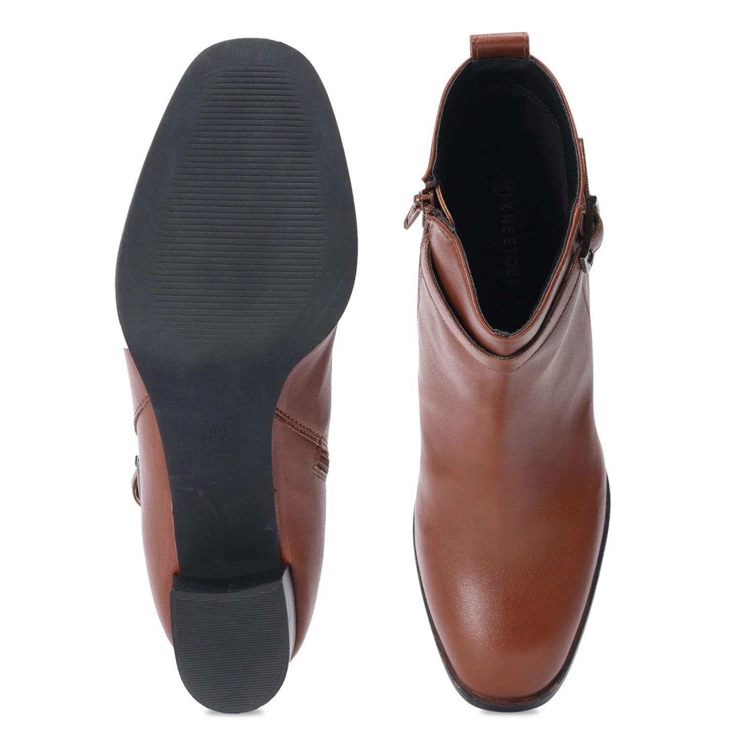 Tan Block Heel Beatle Boots