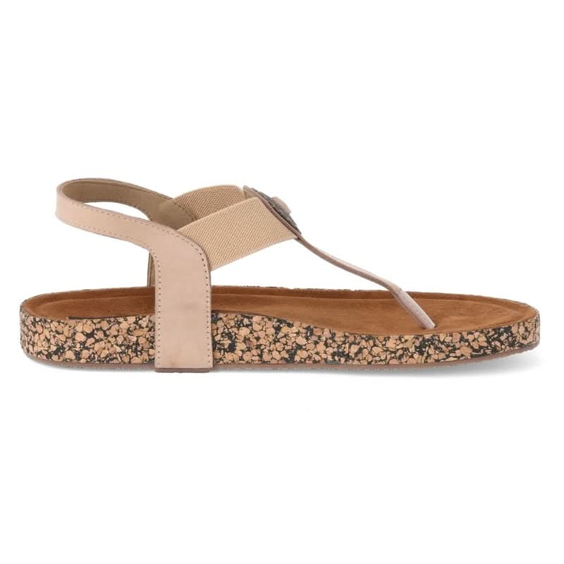 Subtle Beige Leather Thong Casual Sandals