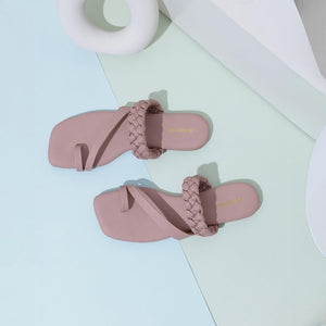 Soft Pink Braided One-Toe Sandals