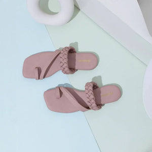 Soft Pink Braided One-Toe Sandals
