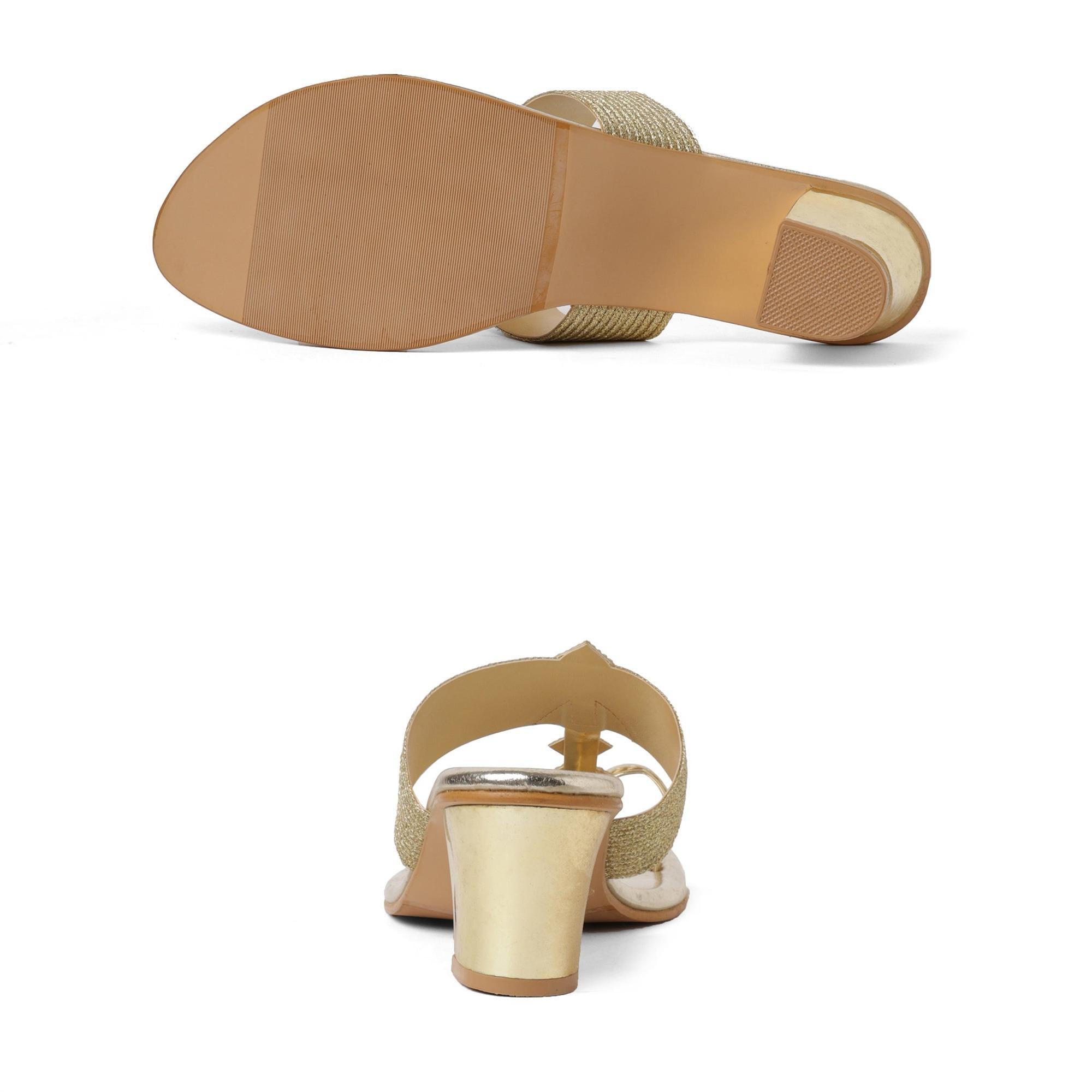 Bold Gem Embellished Gold One-Toe Sandals