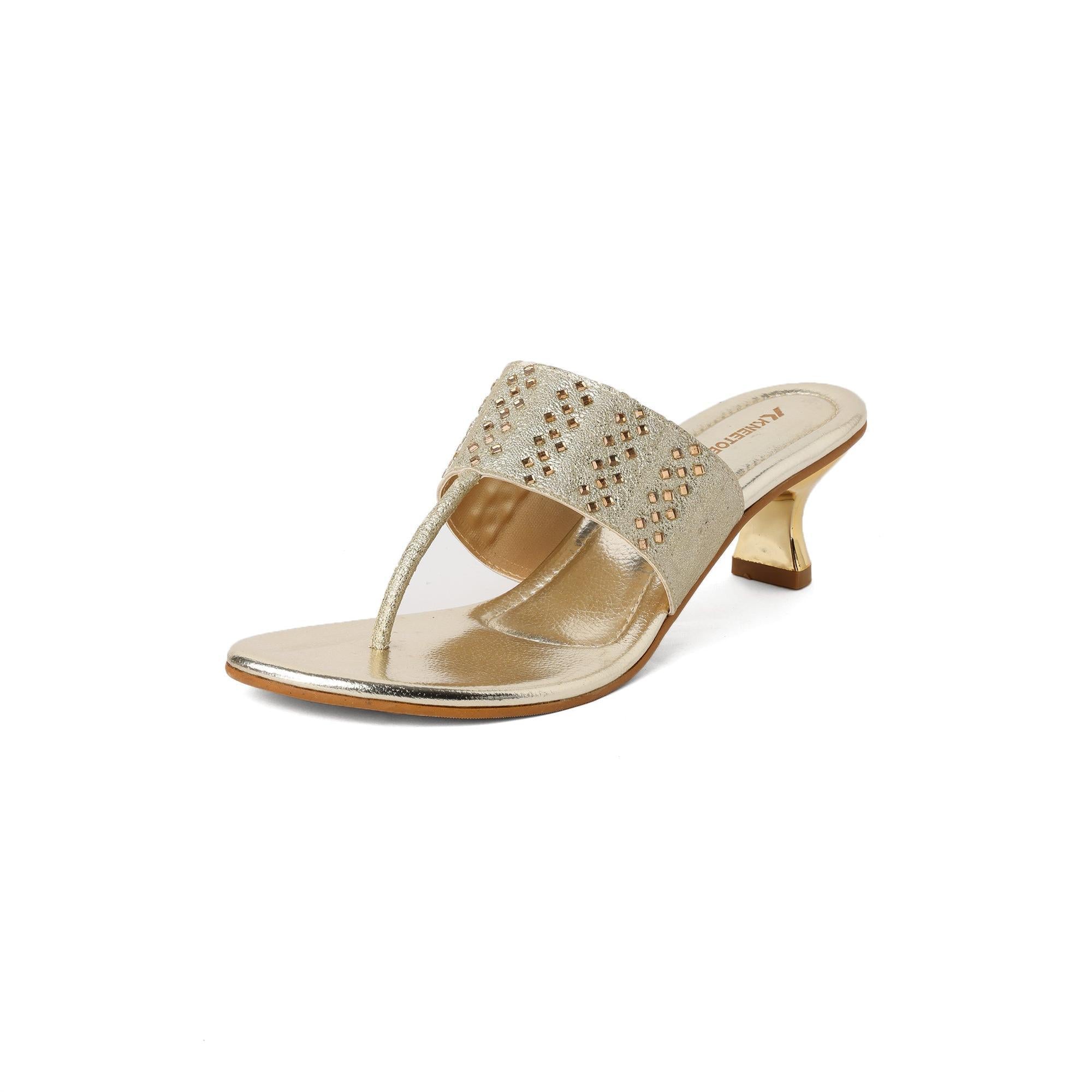 Gemglow Gold Kitten Thong Sandals