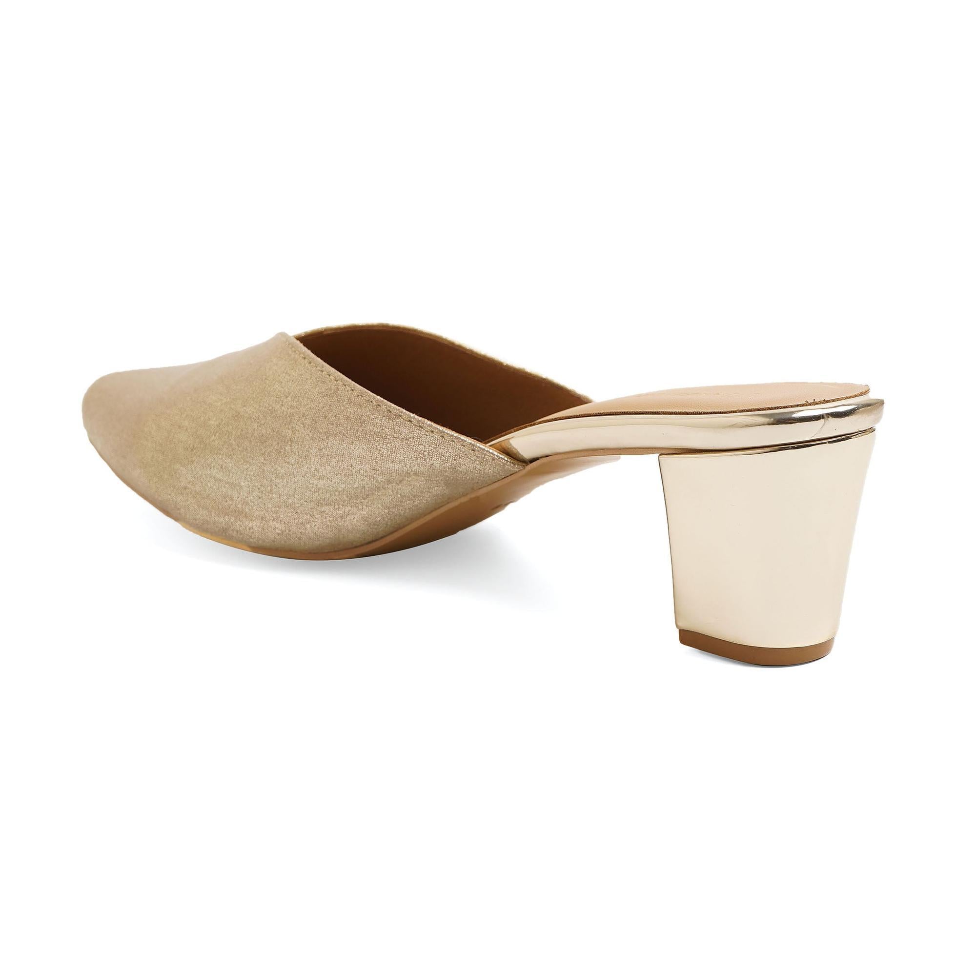 Shine Pop Gold Block Heel Mules