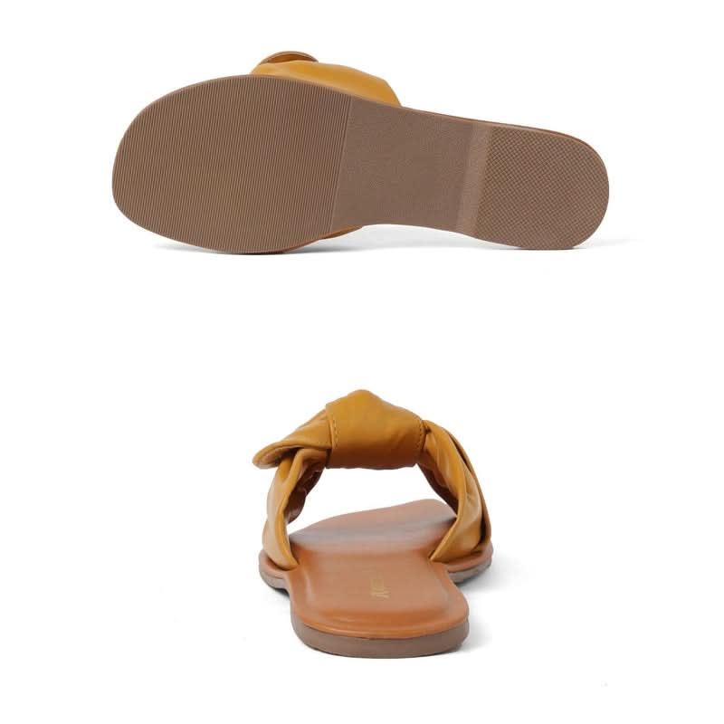 Mustard Statement Bow Slippers