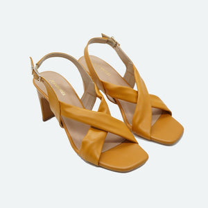 Mustard Solid Criss-Cross Kitten Sandals