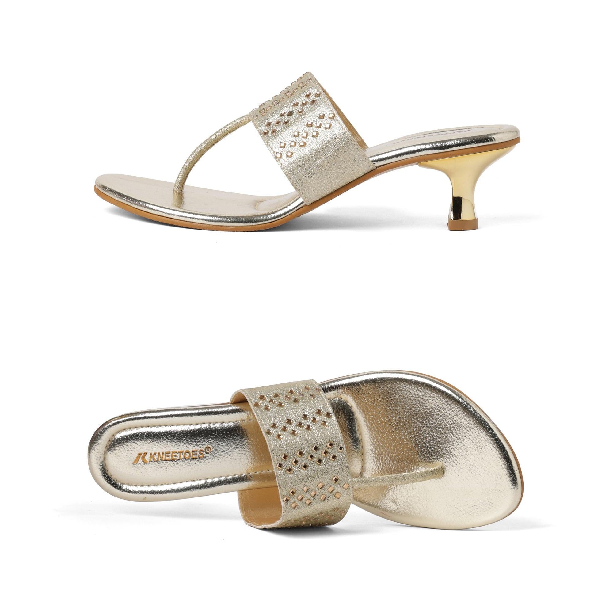 Gemglow Gold Kitten Thong Sandals