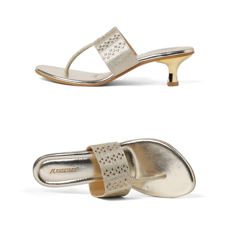 Gemglow Gold Kitten Thong Sandals