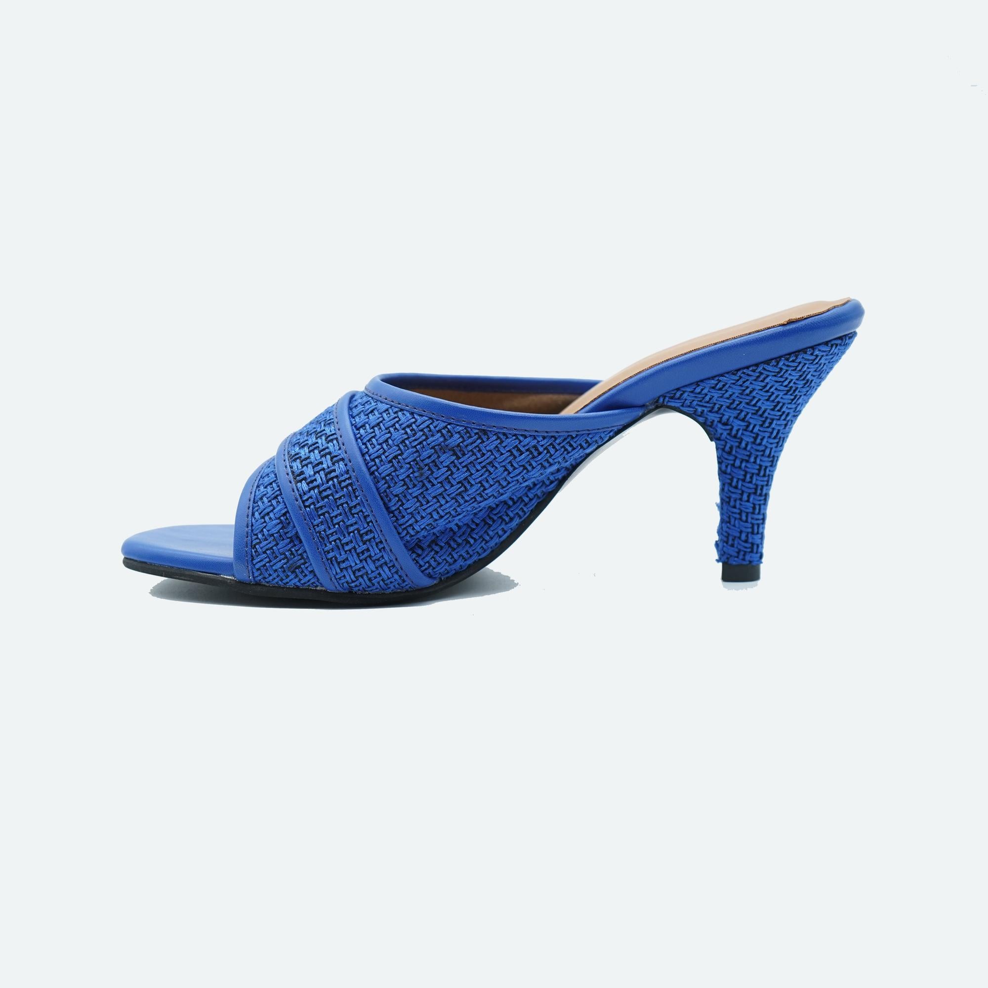Bold Blue Textured Stiletto Sandals