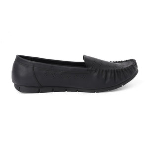 Classic Charm Black Cut-Work Loafers