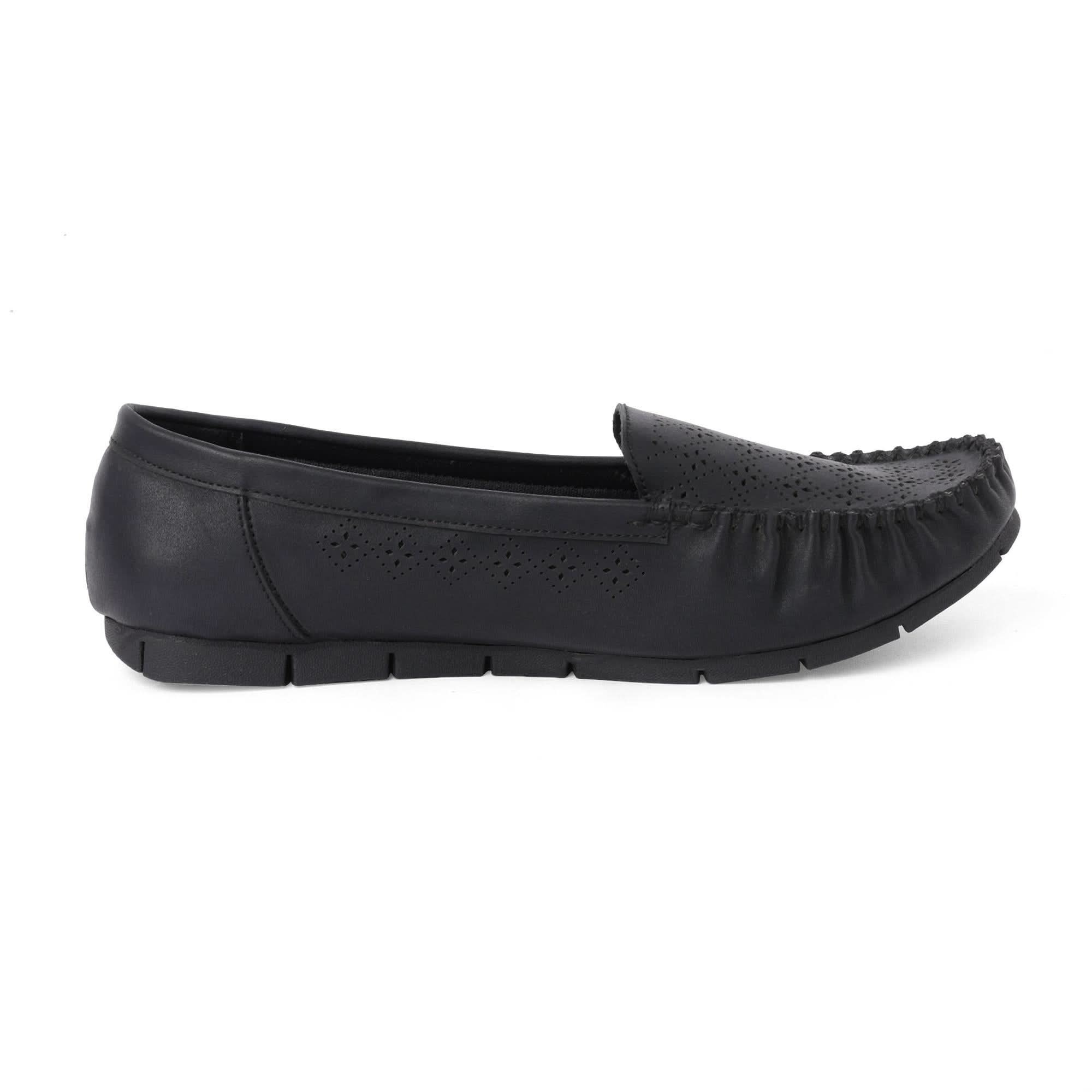 Classic Charm Black Cut-Work Loafers