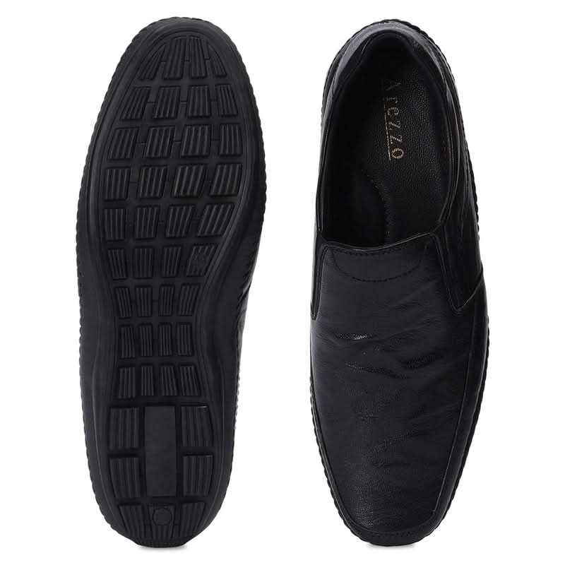 Elite Black Flexible Sole Slip-Ons
