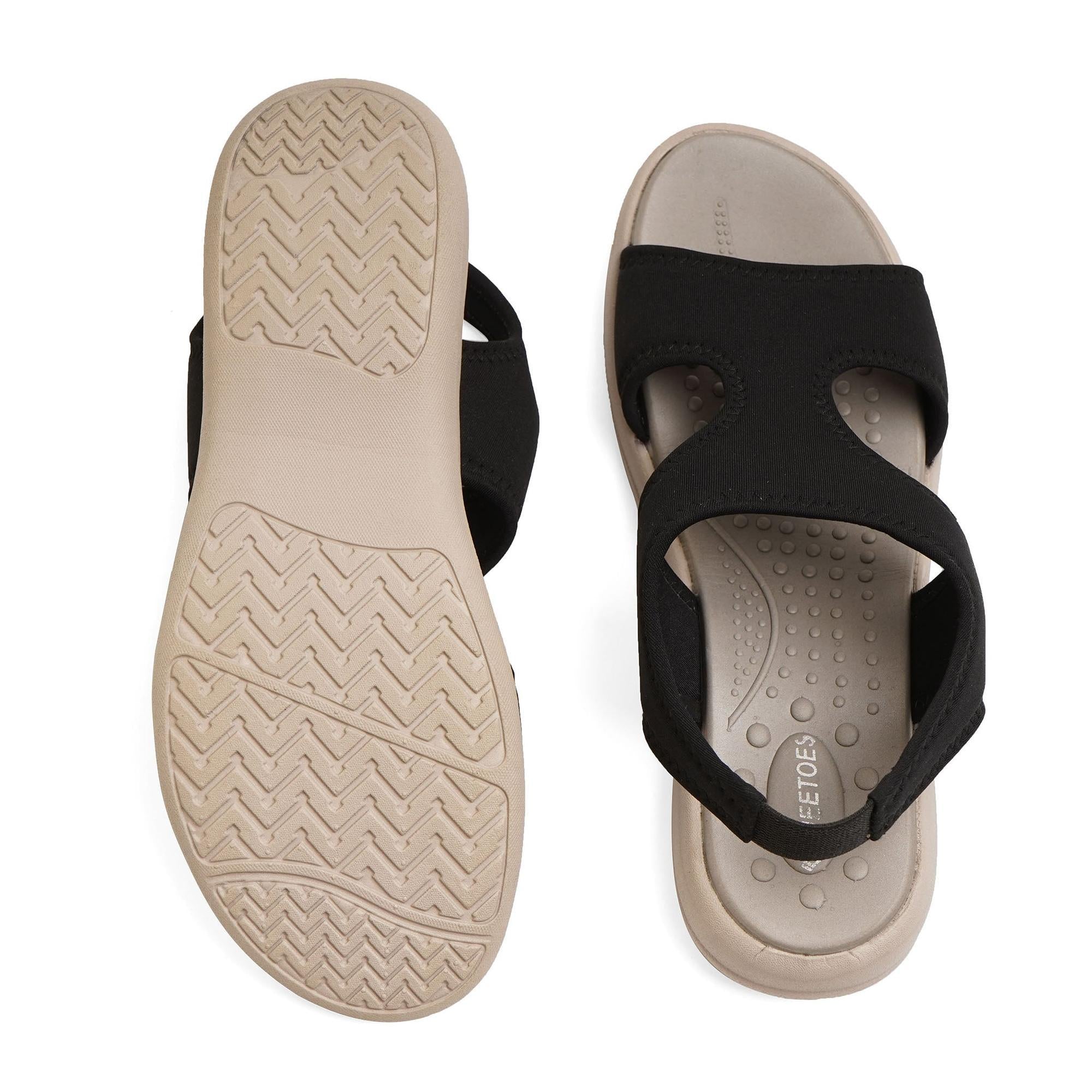 Jet Black Cut-Out Open-Toe Sandals