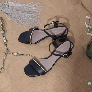 Black Ankle-Strap Block Heel Sandals
