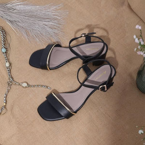 Black Ankle-Strap Block Heel Sandals