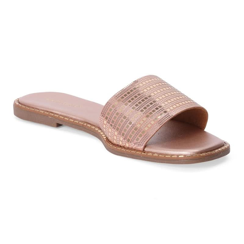 Blush Metallic Grid Pattern Flats