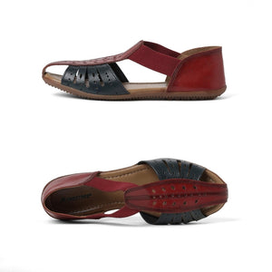 Two-tone Red Laser-cut Sandals