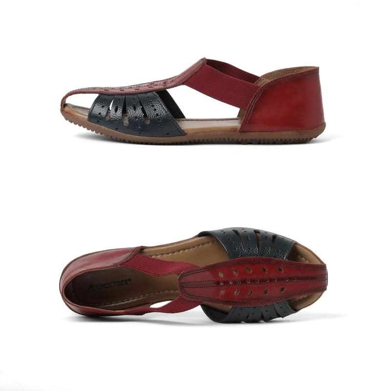 Two-tone Red Laser-cut Sandals