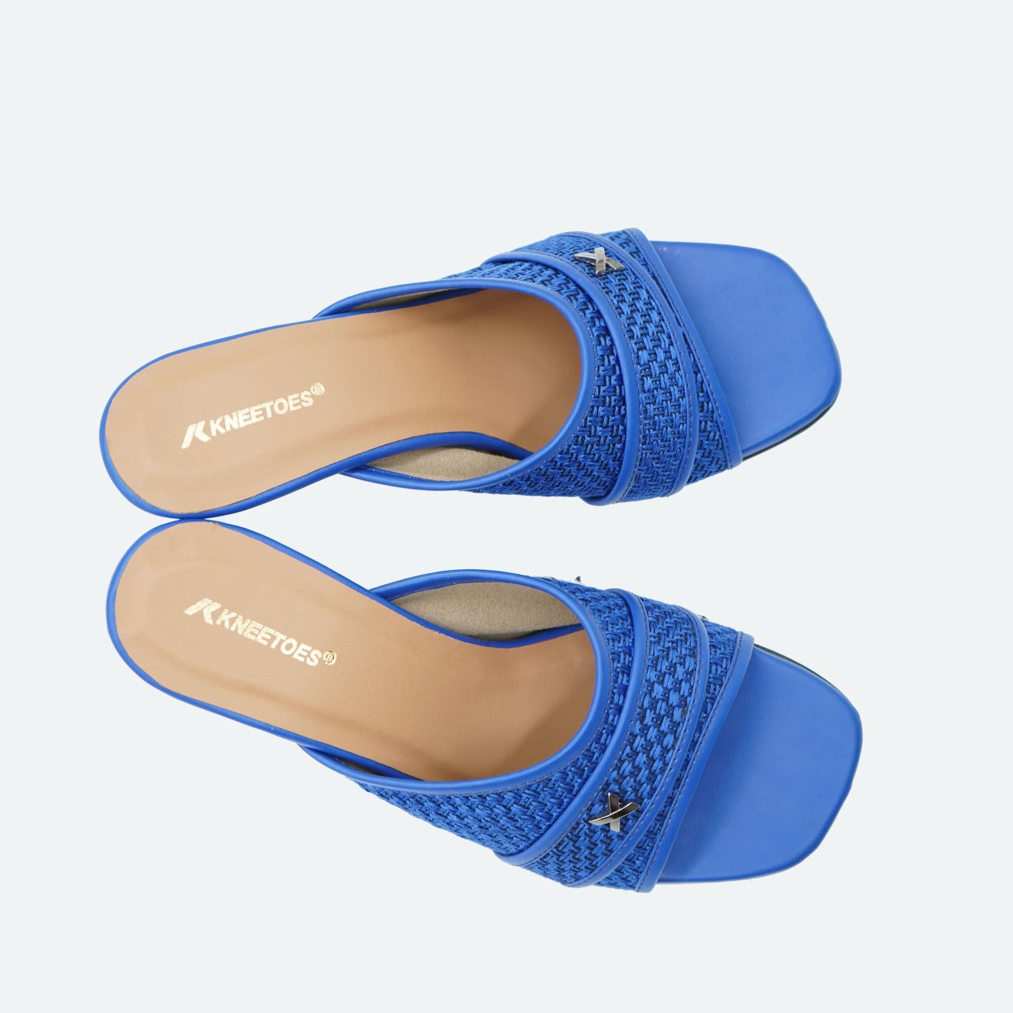 Bold Blue Textured Stiletto Sandals