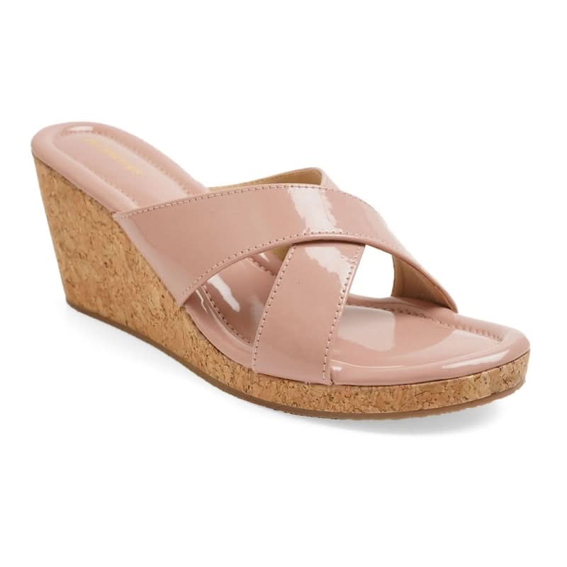 Luxe Shine Nude Wedge Sandals