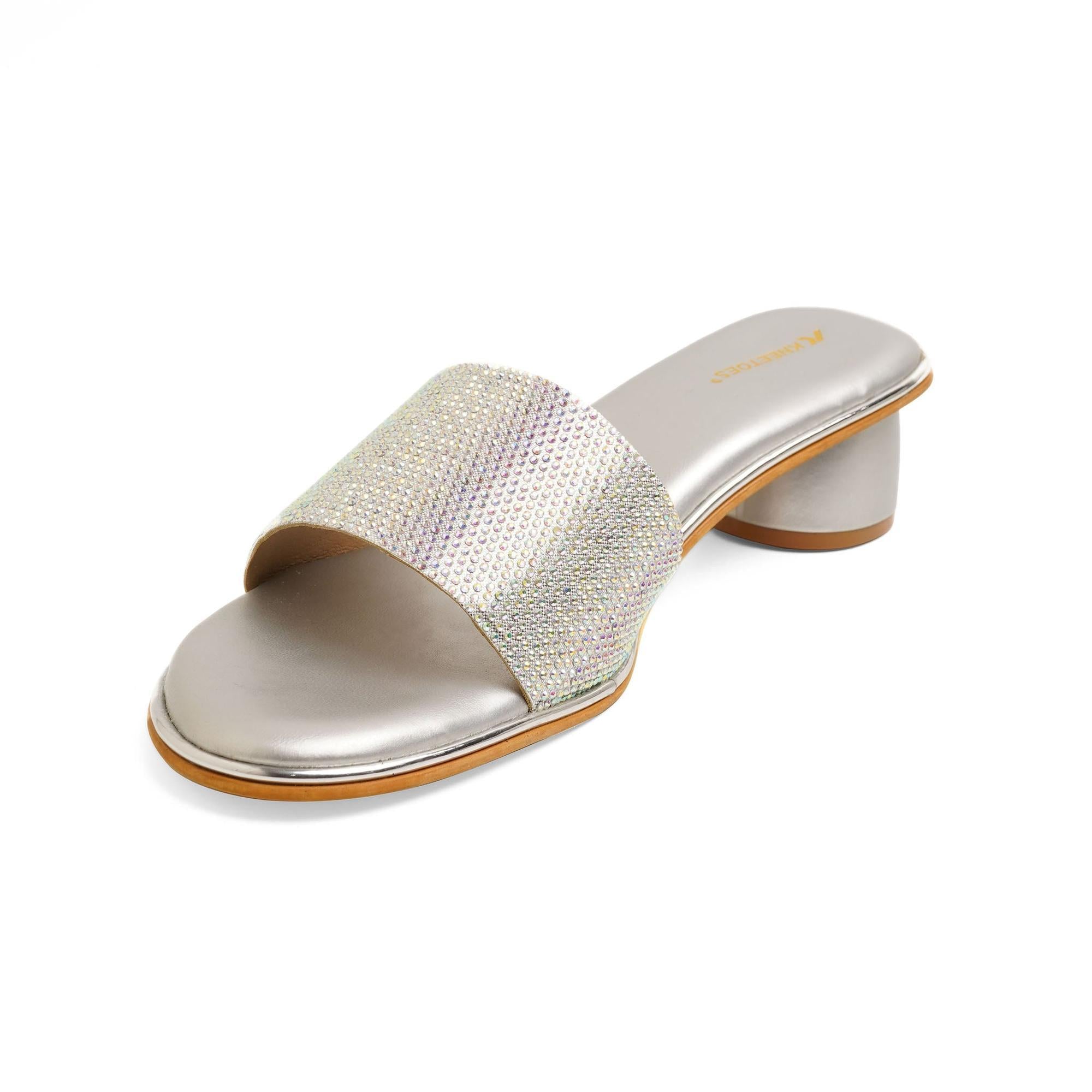 Silver Prismatic Shine Cylindrical Heel Sandals