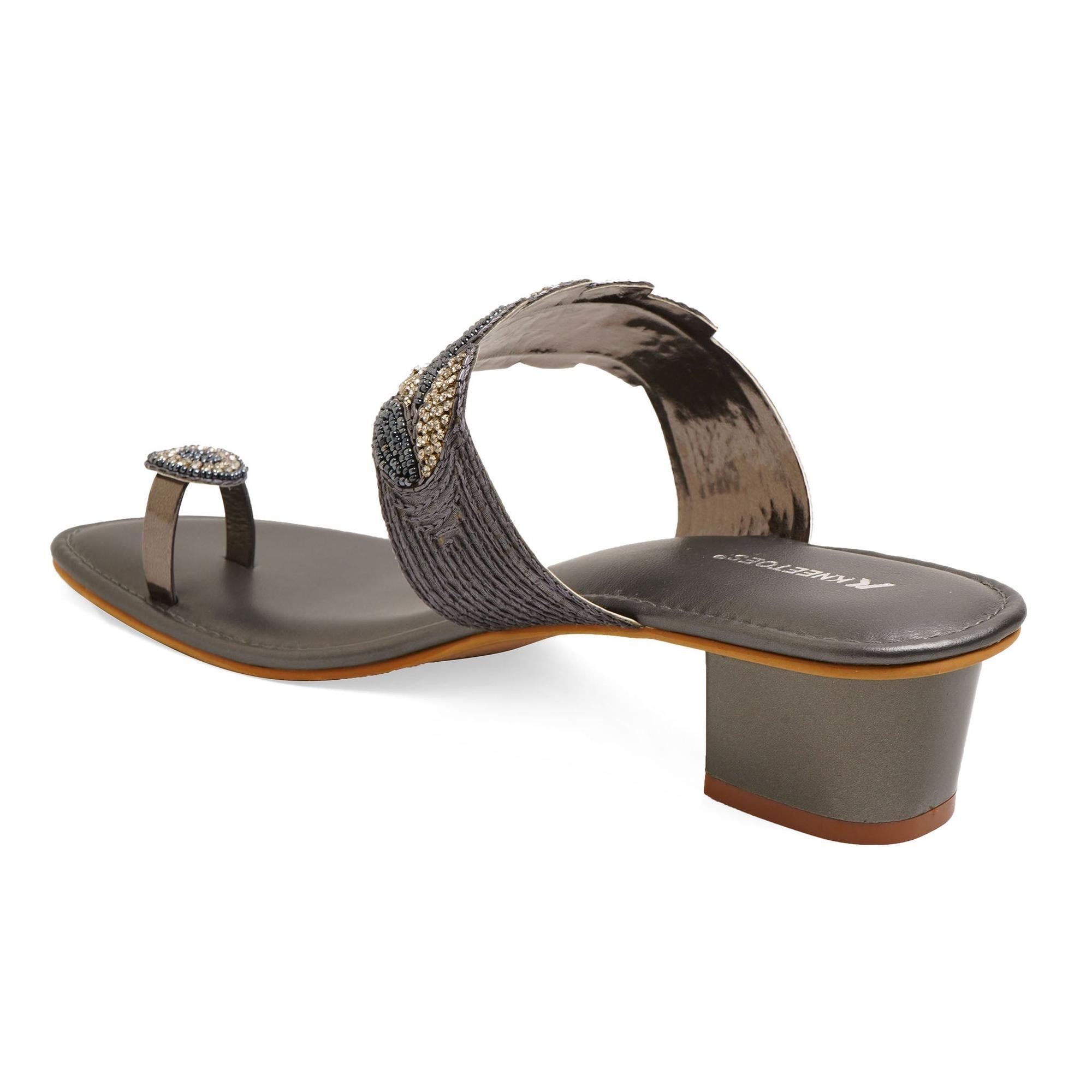 Bead Luxe Grey Block Sandals