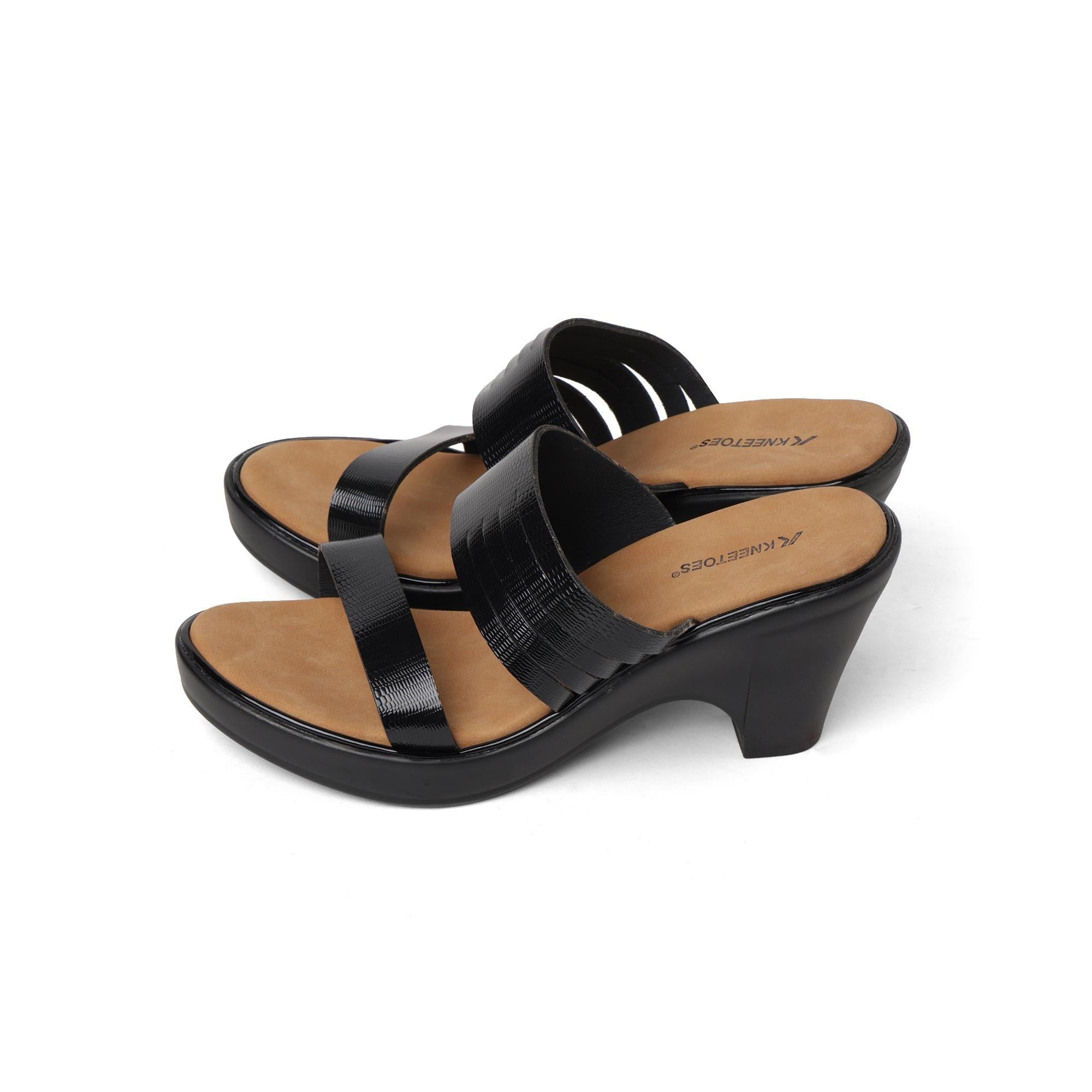 Jet Black Multi-Strap Block Heel Sandals