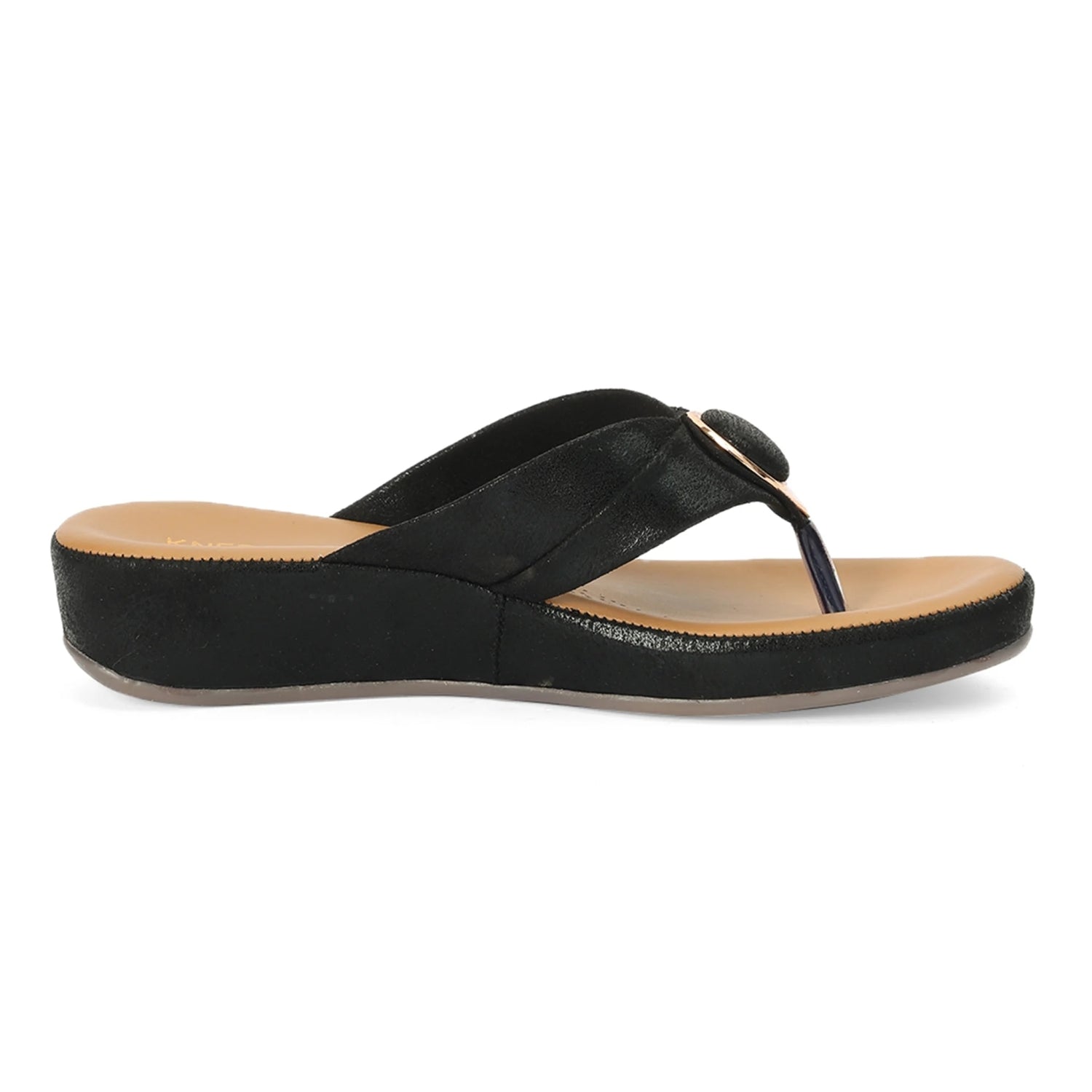Lightweight Black Wedge Thong Sandals