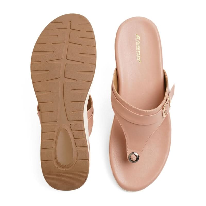 Buckled Peach Thong Casual Sandals