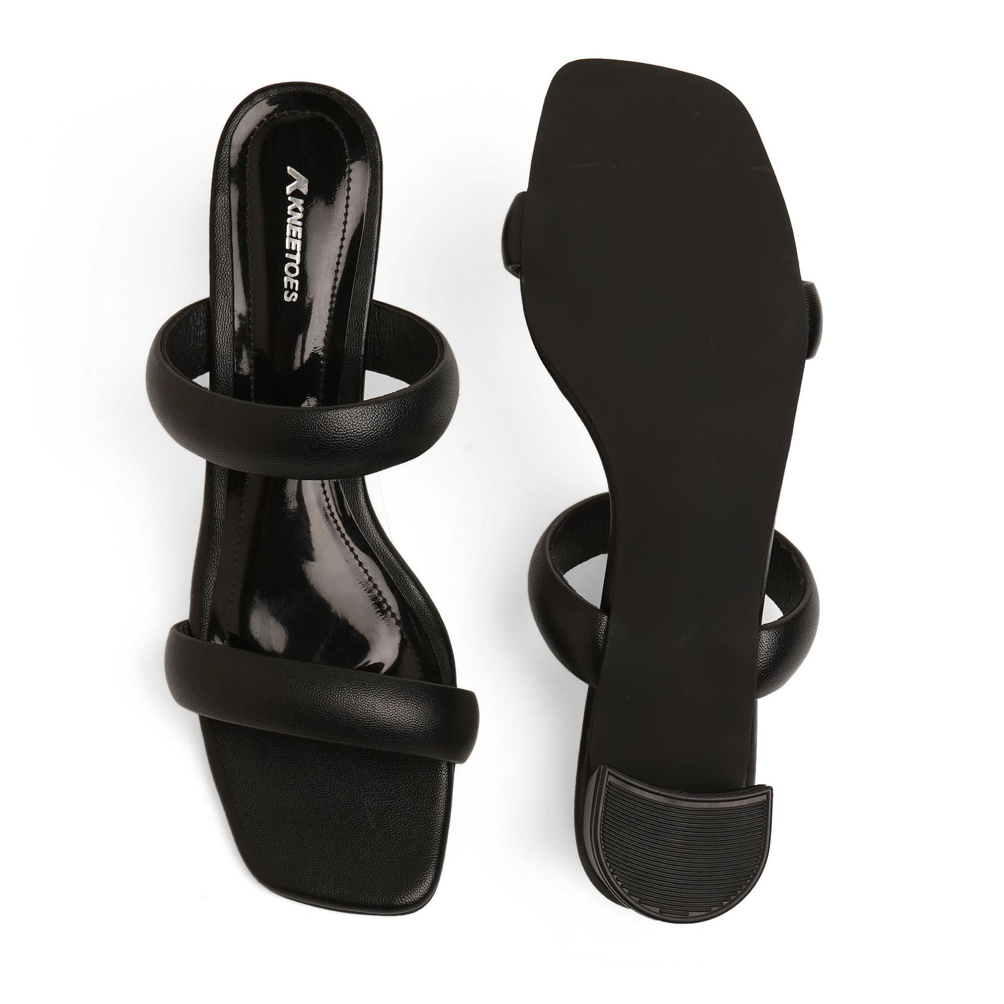 Cushioned Black Block Heels