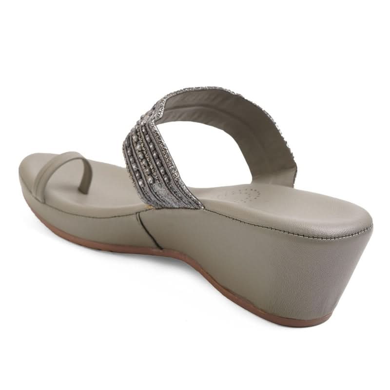 Bead Luxe Grey Wedge Sandals