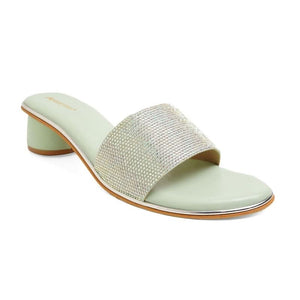Mint Iridescent Cylindrical Heel Sandals