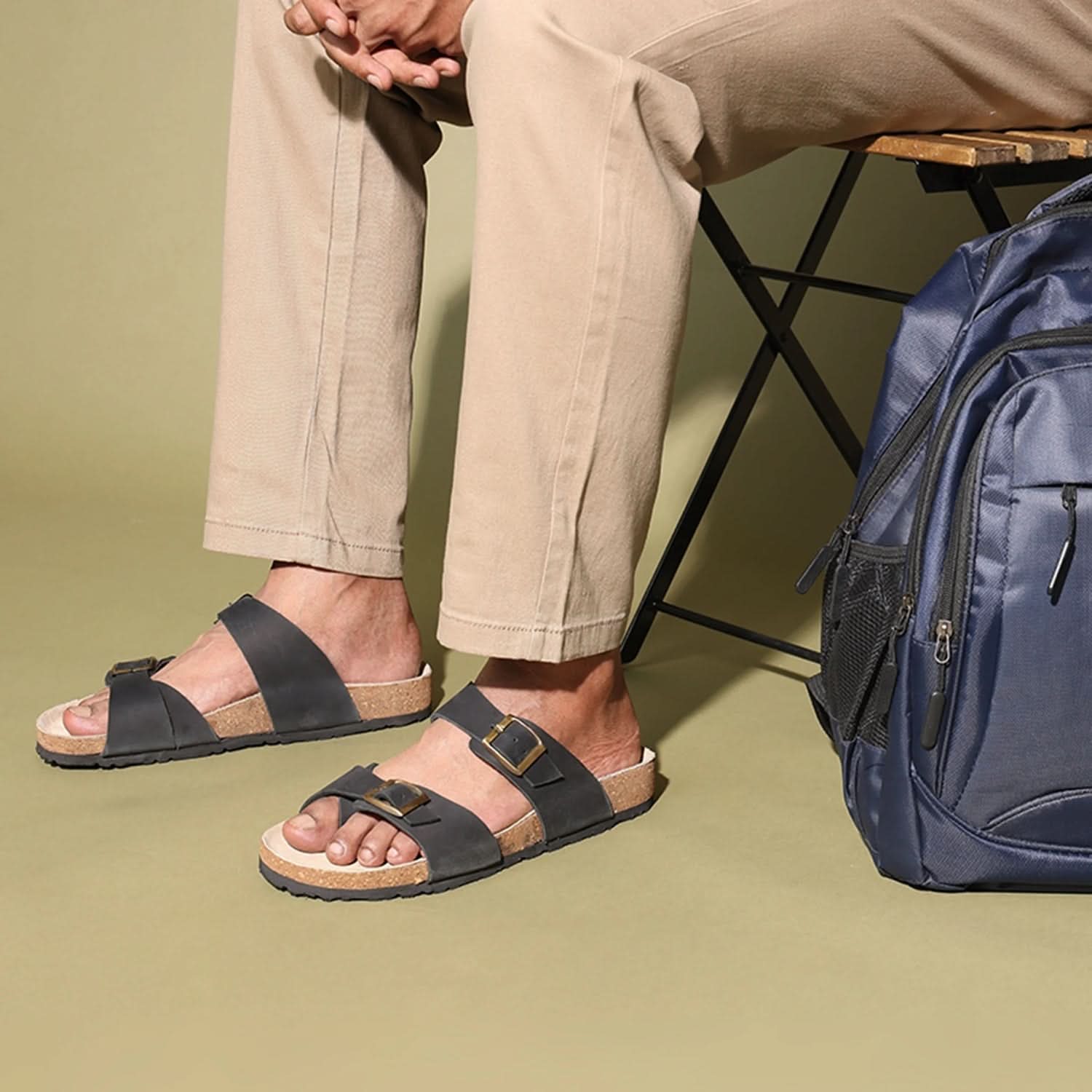 Vaughn - Black Cork Sandals